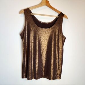 Bronze Gold Leopard Texture Blouse Tank Top Size Large